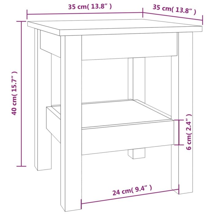 Table basse Gris 35x35x40 cm Bois massif de pin – Image 5
