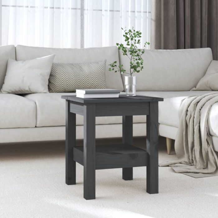 Table basse Gris 35x35x40 cm Bois massif de pin – Image 1