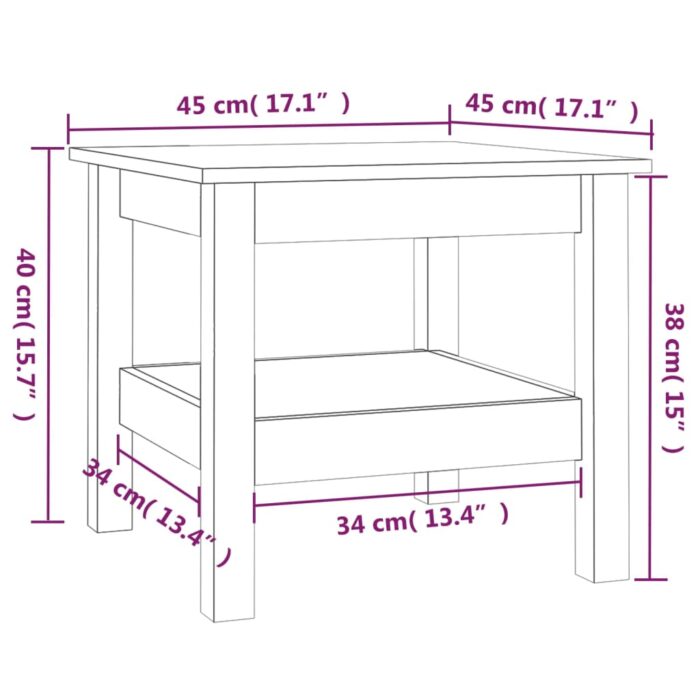 Table basse Marron miel 45x45x40 cm Bois massif de pin – Image 5