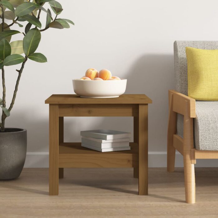 Table basse Marron miel 45x45x40 cm Bois massif de pin – Image 1