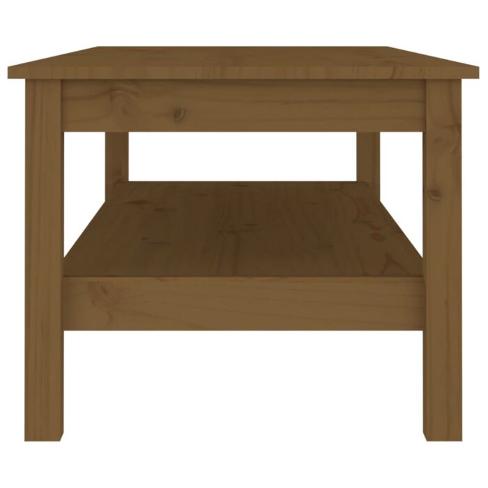Table basse Marron miel 110x50x40 cm Bois massif de pin – Image 2