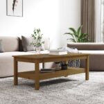 Table basse Marron miel 110x50x40 cm Bois massif de pin – Image 3