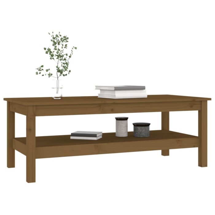Table basse Marron miel 110x50x40 cm Bois massif de pin – Image 4