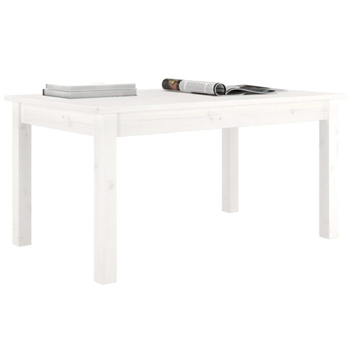 Table basse Blanc 80x50x40 cm Bois massif de pin – Image 4