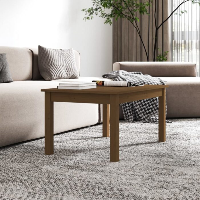 Table basse Marron miel 80x50x40 cm Bois massif de pin – Image 3