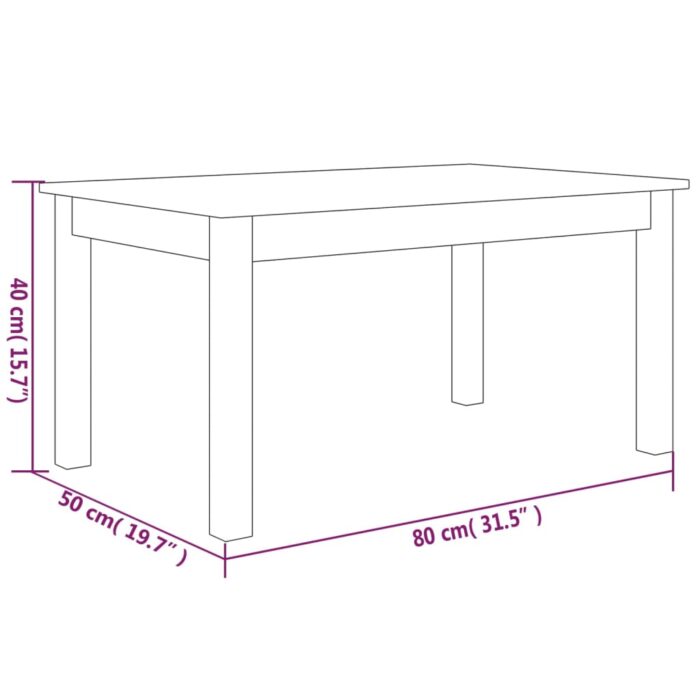 Table basse Marron miel 80x50x40 cm Bois massif de pin – Image 6