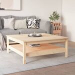 Table basse 100x100x40 cm Bois massif de pin – Image 2