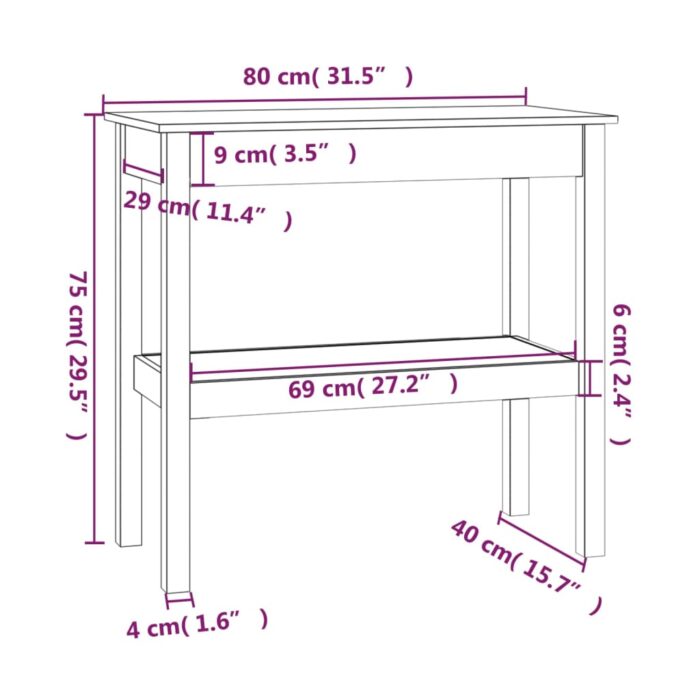 Table console 80x40x75 cm Bois massif de pin – Image 5
