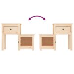 Table de chevet 79,5x38x65,5 cm Bois de pin massif – Image 3