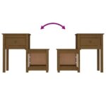 Table de chevet Marron miel 79,5x38x65,5 cm Bois de pin massif – Image 3