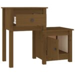 Tables de chevet 2 pcs Marron miel 79,5x38x65,5 cm Pin solide – Image 2