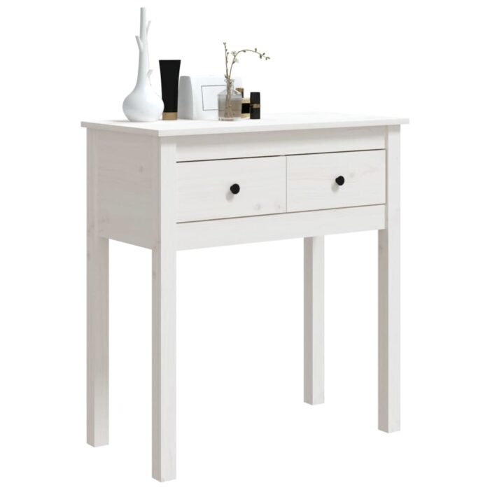 Table console Blanc 70x35x75 cm Bois massif de pin – Image 2