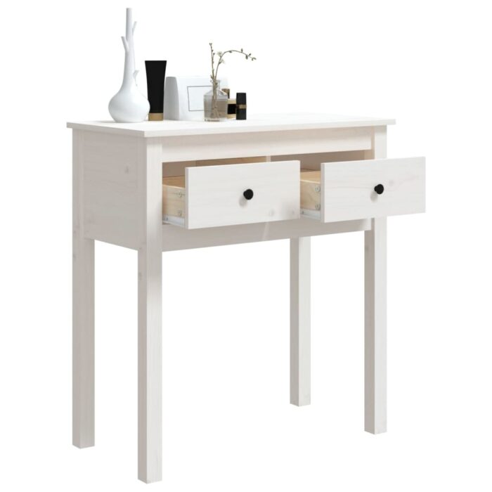 Table console Blanc 70x35x75 cm Bois massif de pin – Image 3