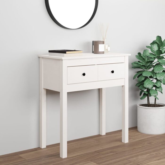 Table console Blanc 70x35x75 cm Bois massif de pin – Image 1