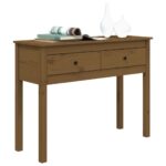 Table console Marron miel 100x35x75 cm Bois massif de pin – Image 2