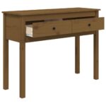 Table console Marron miel 100x35x75 cm Bois massif de pin – Image 5