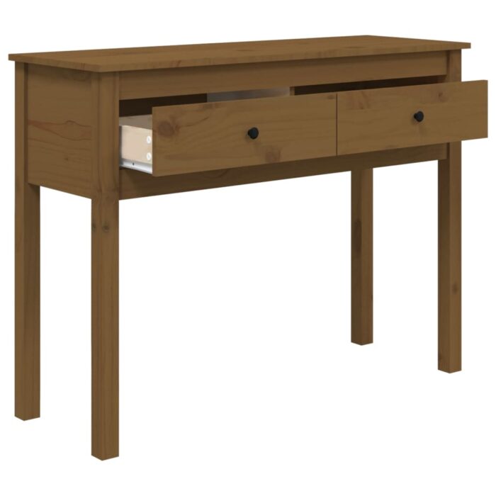 Table console Marron miel 100x35x75 cm Bois massif de pin – Image 5