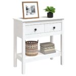 Table console Blanc 75x35x75 cm Bois massif de pin – Image 2