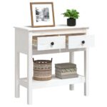 Table console Blanc 75x35x75 cm Bois massif de pin – Image 3