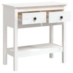 Table console Blanc 75x35x75 cm Bois massif de pin – Image 5