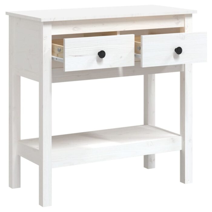 Table console Blanc 75x35x75 cm Bois massif de pin – Image 5
