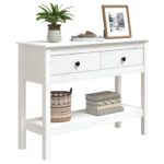 Table console Blanc 100x35x75 cm Bois massif de pin – Image 2