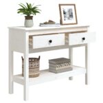 Table console Blanc 100x35x75 cm Bois massif de pin – Image 3