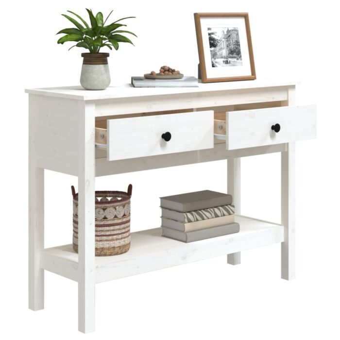 Table console Blanc 100x35x75 cm Bois massif de pin – Image 3