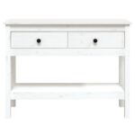 Table console Blanc 100x35x75 cm Bois massif de pin – Image 4