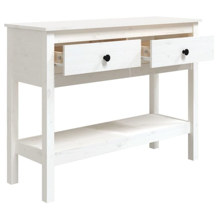 Table console Blanc 100x35x75 cm Bois massif de pin – Image 5