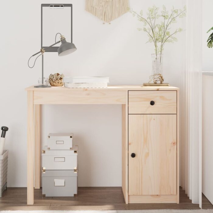 Bureau 100x50x75 cm Bois massif de pin – Image 1