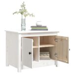 Table basse Blanc 71x49x55 cm Bois massif de pin – Image 3
