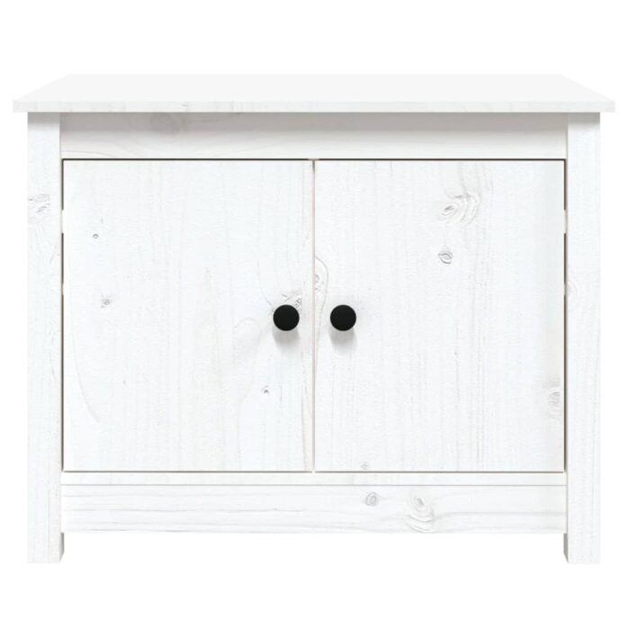 Table basse Blanc 71x49x55 cm Bois massif de pin – Image 4