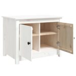 Table basse Blanc 71x49x55 cm Bois massif de pin – Image 5