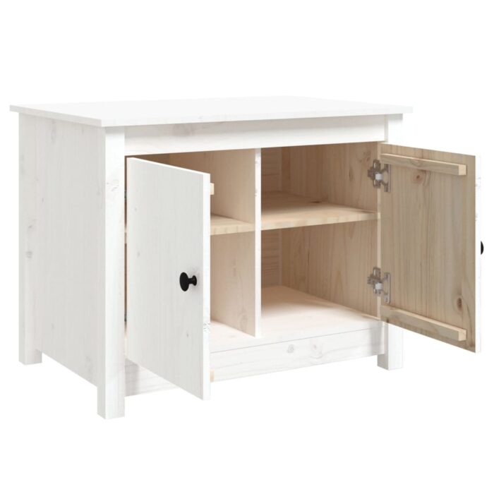 Table basse Blanc 71x49x55 cm Bois massif de pin – Image 5