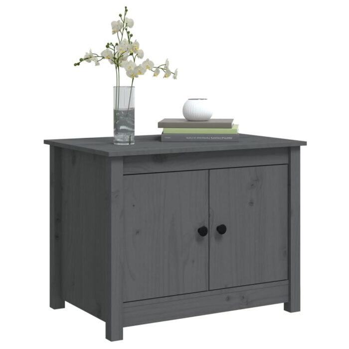 Table basse Gris 71x49x55 cm Bois massif de pin – Image 2
