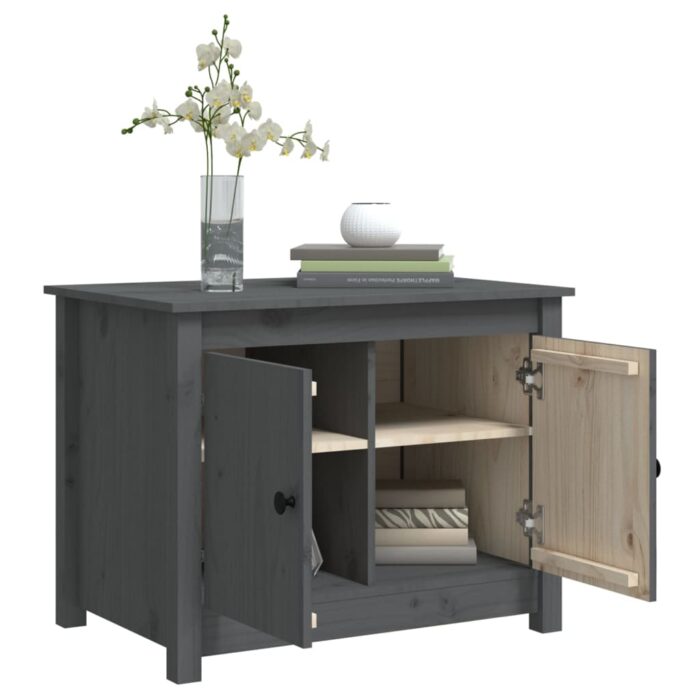 Table basse Gris 71x49x55 cm Bois massif de pin – Image 3
