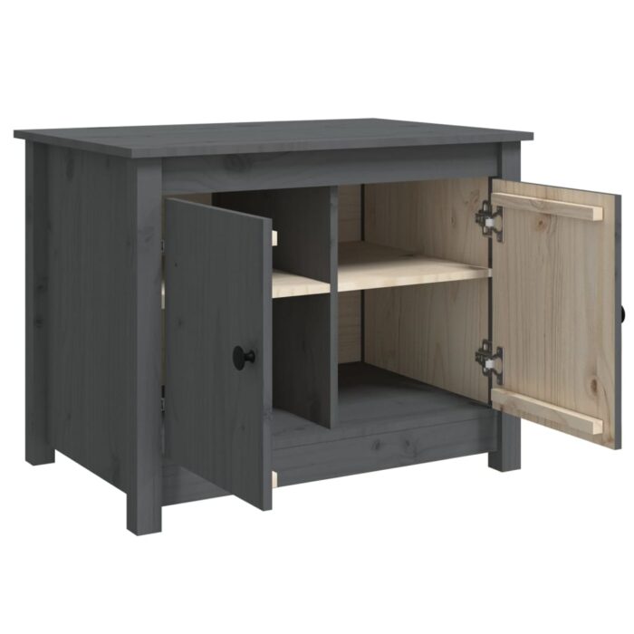 Table basse Gris 71x49x55 cm Bois massif de pin – Image 5