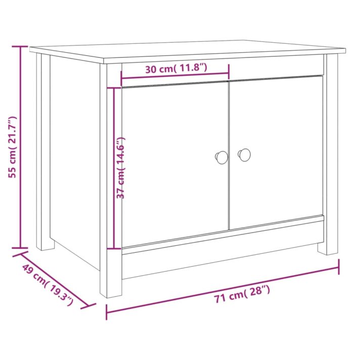 Table basse Gris 71x49x55 cm Bois massif de pin – Image 9