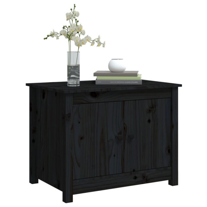 Table basse Noir 71x49x55 cm Bois massif de pin – Image 2