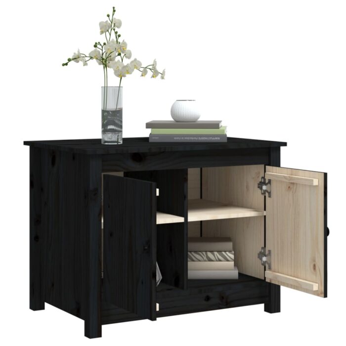 Table basse Noir 71x49x55 cm Bois massif de pin – Image 3