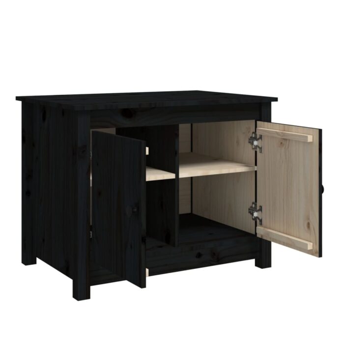 Table basse Noir 71x49x55 cm Bois massif de pin – Image 5