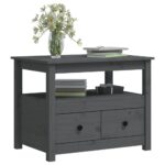 Table basse Gris 71x49x55 cm Bois massif de pin – Image 2