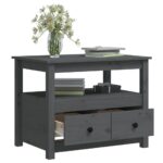 Table basse Gris 71x49x55 cm Bois massif de pin – Image 3