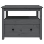 Table basse Gris 71x49x55 cm Bois massif de pin – Image 4