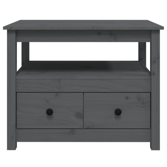 Table basse Gris 71x49x55 cm Bois massif de pin – Image 4