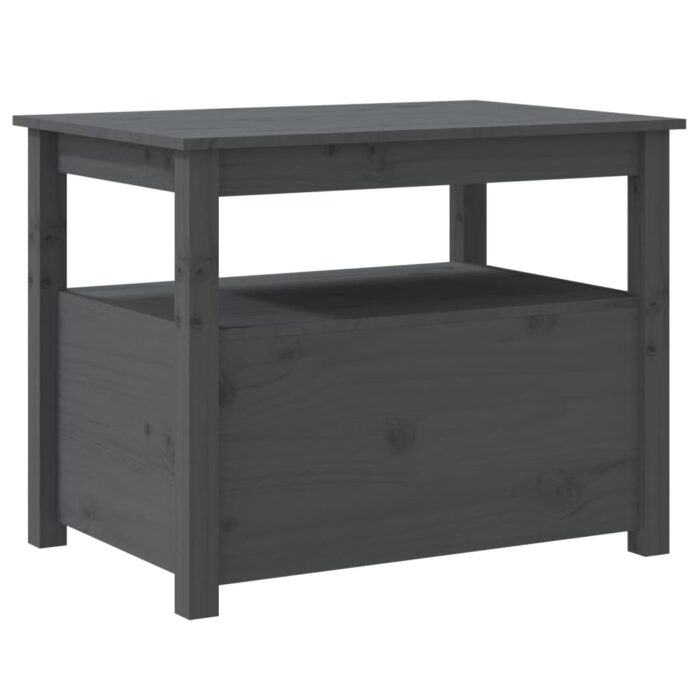 Table basse Gris 71x49x55 cm Bois massif de pin – Image 7