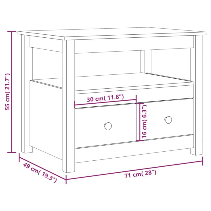 Table basse Gris 71x49x55 cm Bois massif de pin – Image 9
