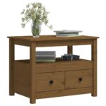 Table basse Marron miel 71x49x55 cm Bois massif de pin – Image 2