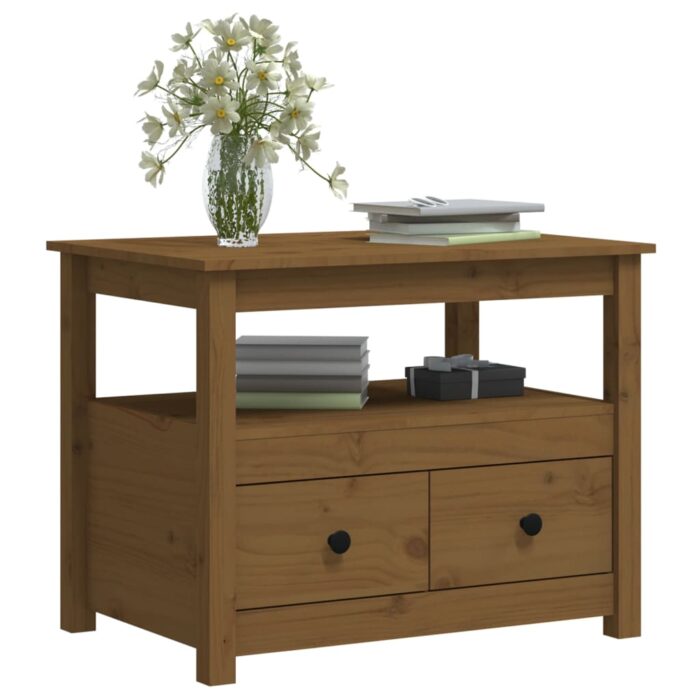Table basse Marron miel 71x49x55 cm Bois massif de pin – Image 2